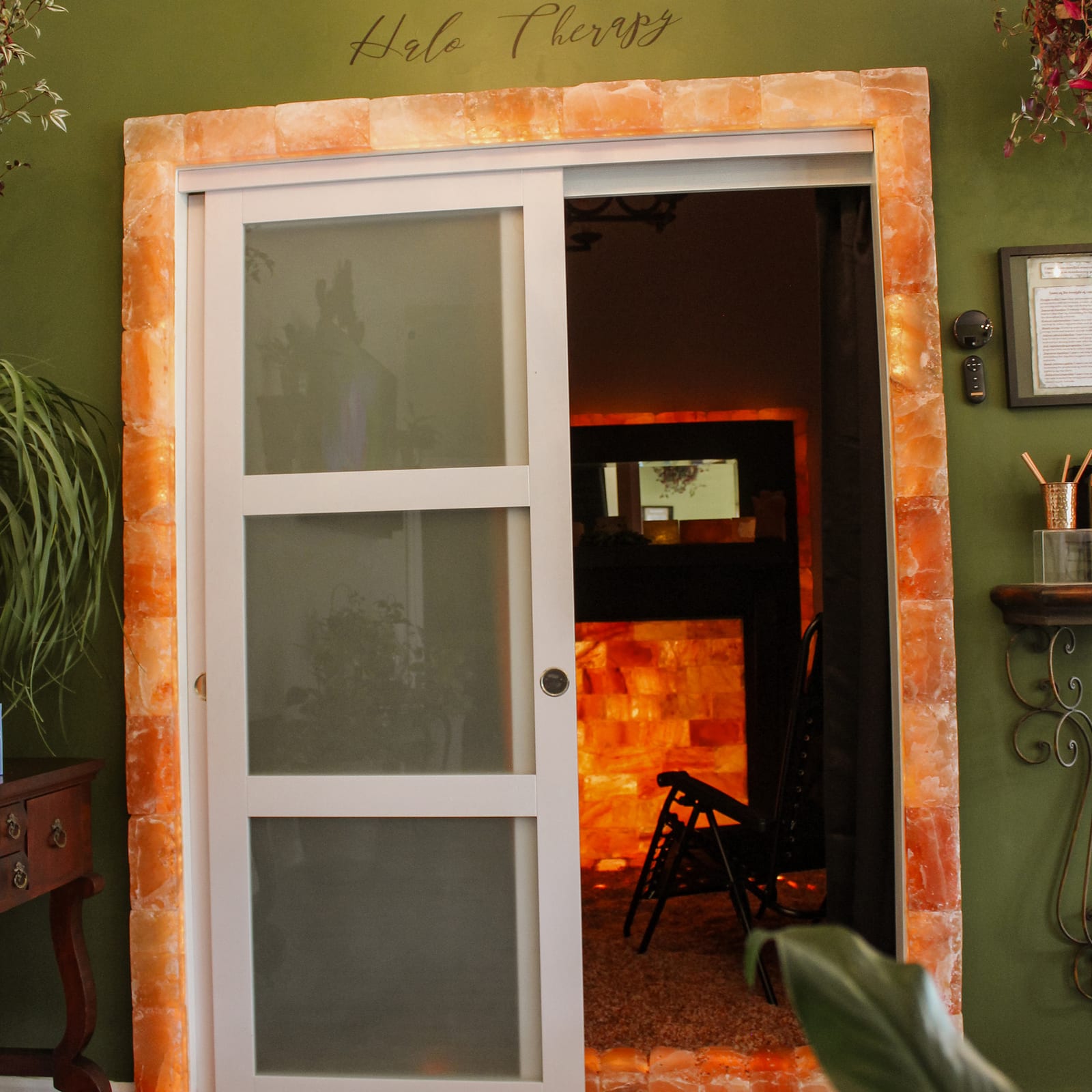 The halotherapy salt room at Lotus and Light Wellness Center